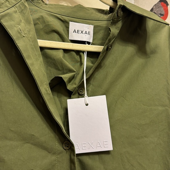 NWT AEXAE Green Cotton Shirt Dress - Picture 5 of 5